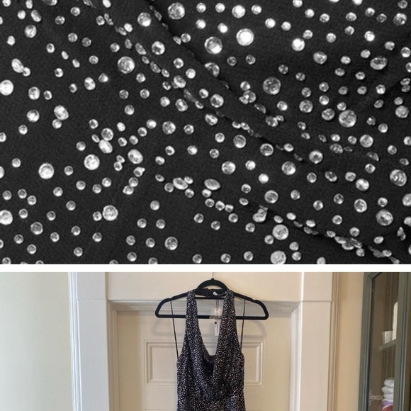 NWT Alice + Olivia Salem Halter Cowl Neck
Crystal Black Jumpsuit - Size 0 - Picture 7 of 7